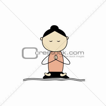 Woman practicing yoga, lotus pose