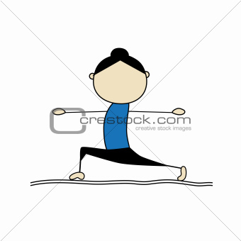 Woman practicing yoga, warrior pose