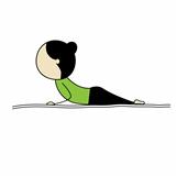 Woman practicing yoga, cobra pose