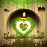 Green heart with candle