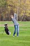 Young golfer swing