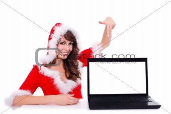 Santa helper with her laptop