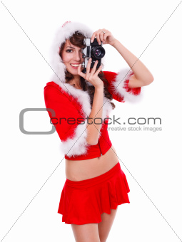 Santa helper with retro camera