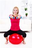 Workout on pilates ball