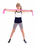 Fit woman with stretch band
