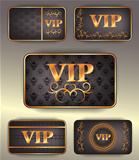 set of gold vip cards with pattern