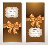 vector fabric textile banners with gold bow