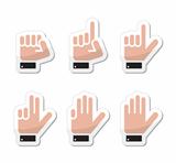 Counting hand signs as labels - vector isolated on white