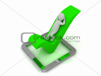 3d small man lying in a check mark
