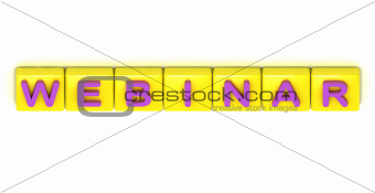 webinar word on yellow squares