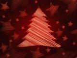retro red background with christmas tree and stars
