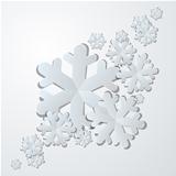 Winter background. White paper snowflakes with shadows.