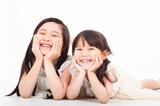 happy two asian girls  on the white background