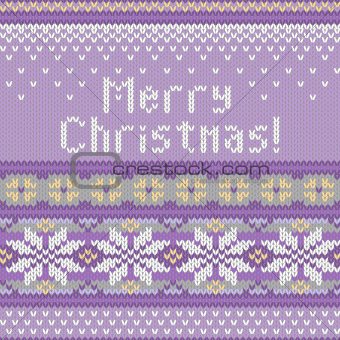 Vector seamless knitted pattern with snowflakes