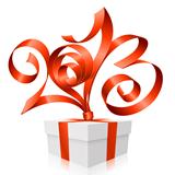 Vector red ribbon in the shape of 2013 and gift box. Symbol of N