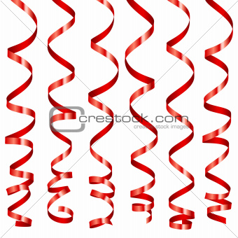Vector holiday serpentine ribbons set.