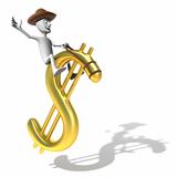 cowboy rides a golden dollar sign