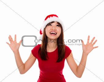 Excited Santa woman