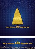 New Year and Christmas background with a gold tree
