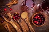 Ingredients for cranberry hot mulled wine