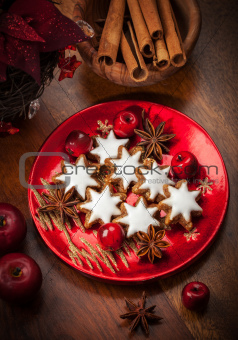 Homemade gingerbread star cookies for Christmas