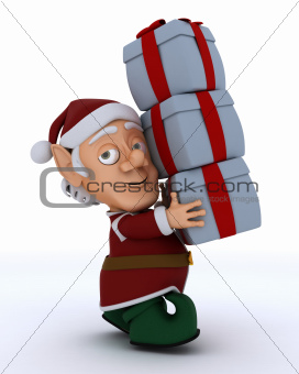 Christmas Elf Carrying Gifts