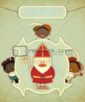 Christmas card with Dutch Santa Claus - Sinterklaas