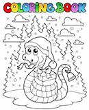 Coloring book Christmas snake 1