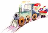 Christmas train with Santa Claus