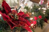 Christmas Garland with Poinsettia and Lights