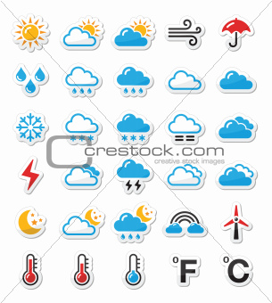 Weather icons set as labels - vector