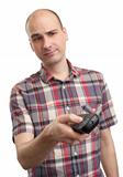 man with remote control