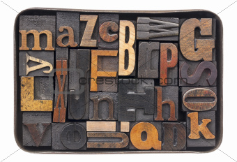 vintage wood alphabet in box