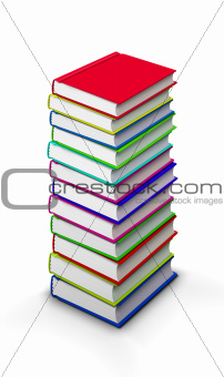 High stack of books