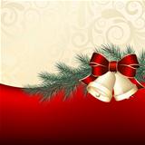 Christmas background with gold bells.