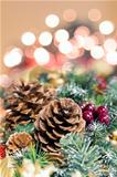Christmas Garland Decoration with Background Lights Portrait