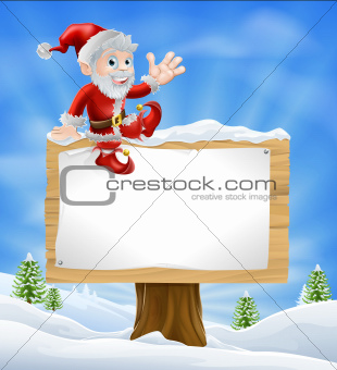 Cartoon Santa Christmas Sign