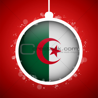 Merry Christmas Red Ball with Flag Algeria