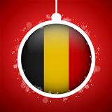 Merry Christmas Red Ball with Flag Belgium