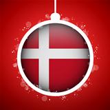Merry Christmas Red Ball with Flag Denmark
