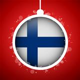 Merry Christmas Red Ball with Flag Finland