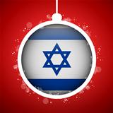 Merry Christmas Red Ball with Flag Israel