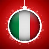 Merry Christmas Red Ball with Flag Italy