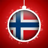 Merry Christmas Red Ball with Flag Norway