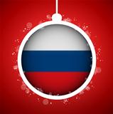 Merry Christmas Red Ball with Flag Russia