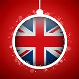 Merry Christmas Red Ball with Flag United Kingdom UK