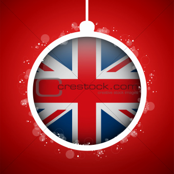 Merry Christmas Red Ball with Flag United Kingdom UK