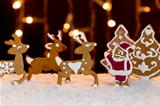 Christmas setting - gingerbread deers and santa
