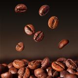 Coffee beans falling - closeup