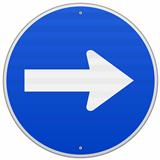 Blue Roadsign Pointing Right